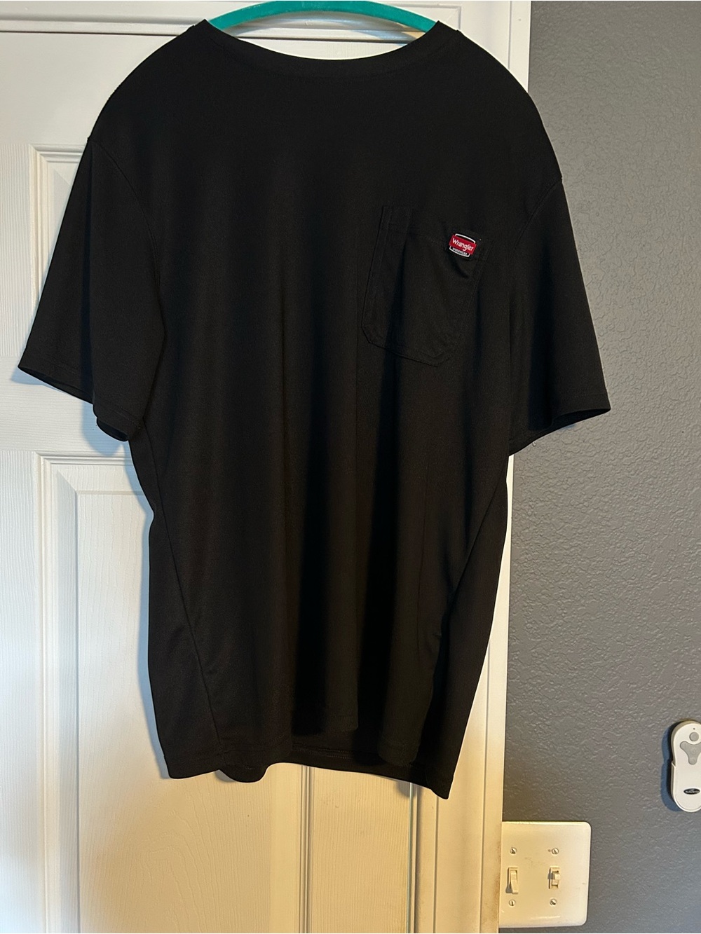 Wrangler Black Short Sleeve Pocket Tee with Small Red Logo